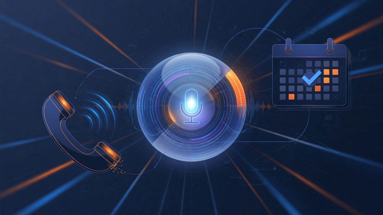 Abstract AI voice receptionist helping a trade business capture calls