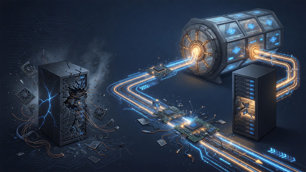 Abstract illustration of small business disaster recovery and backup resilience