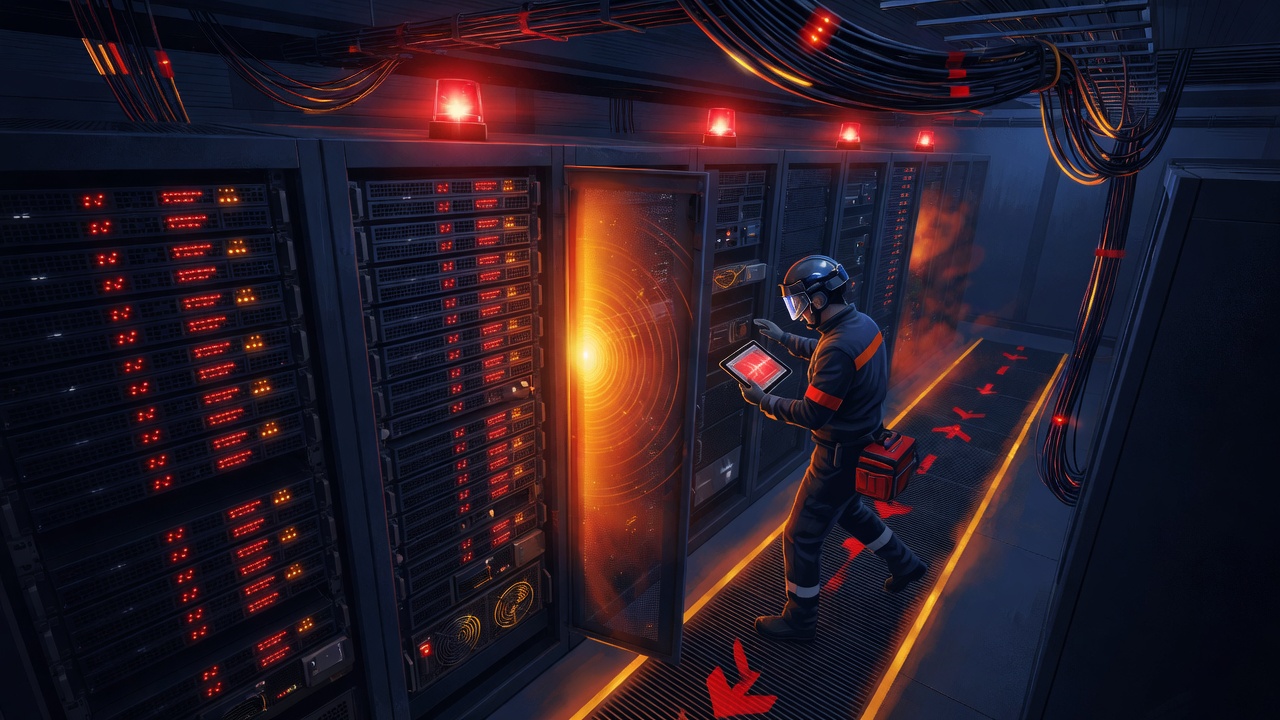 Urgent data centre operations and emergency response concept