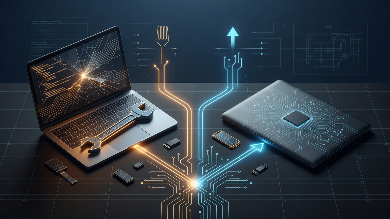 PC and Mac repair versus replace decision concept