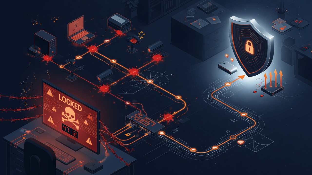 Cybersecurity incident response and ransomware recovery concept