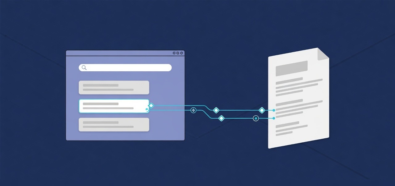 Diagram of a search result linked to one web page
